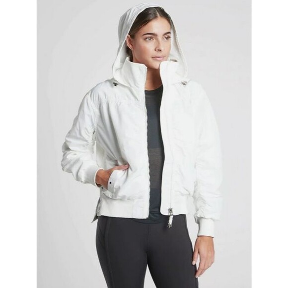 Athleta Point Reyes Bomber Jacket Womens 3X Plus White Coat Windbreaker Stretch - Picture 9 of 9